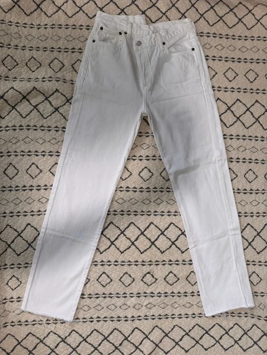 Agolde Criss Cross White Straight Jeans - Picture 2 of 7